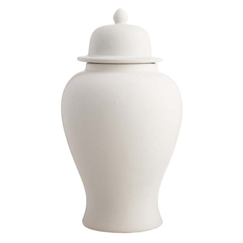 Matte White Ceramic Jar, 15″