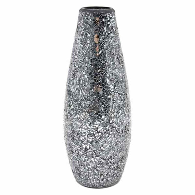 Metallic Mosaic Glass Vase, 12″
