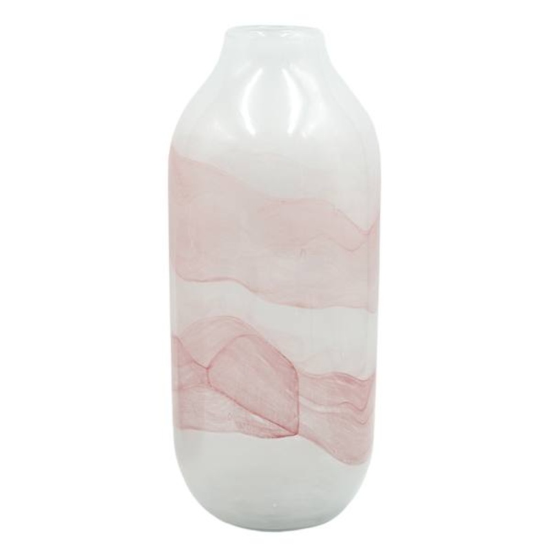 Milky Pink Glass Vase, 14″