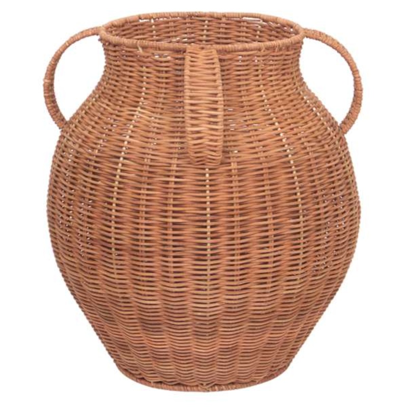 Natural Rattan Decorative Vase with Handle, 11.8×14