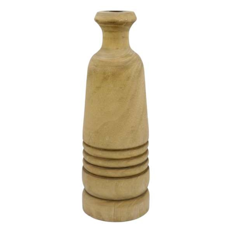 Natural Wood Bottle Vase, 4″