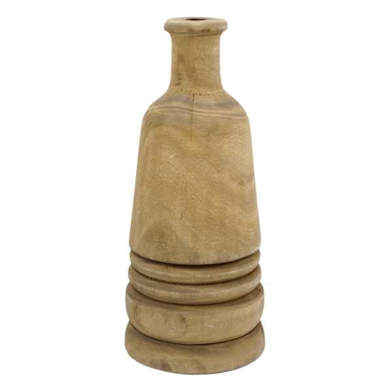 Natural Wood Bottle Vase, 5″
