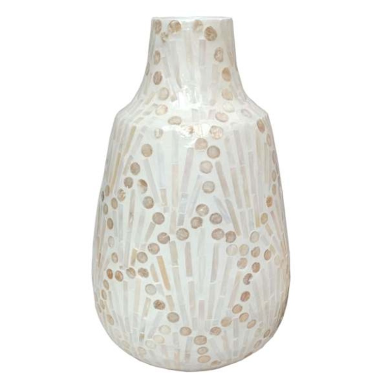 Neutral Mother of Pearl Vase, 18″