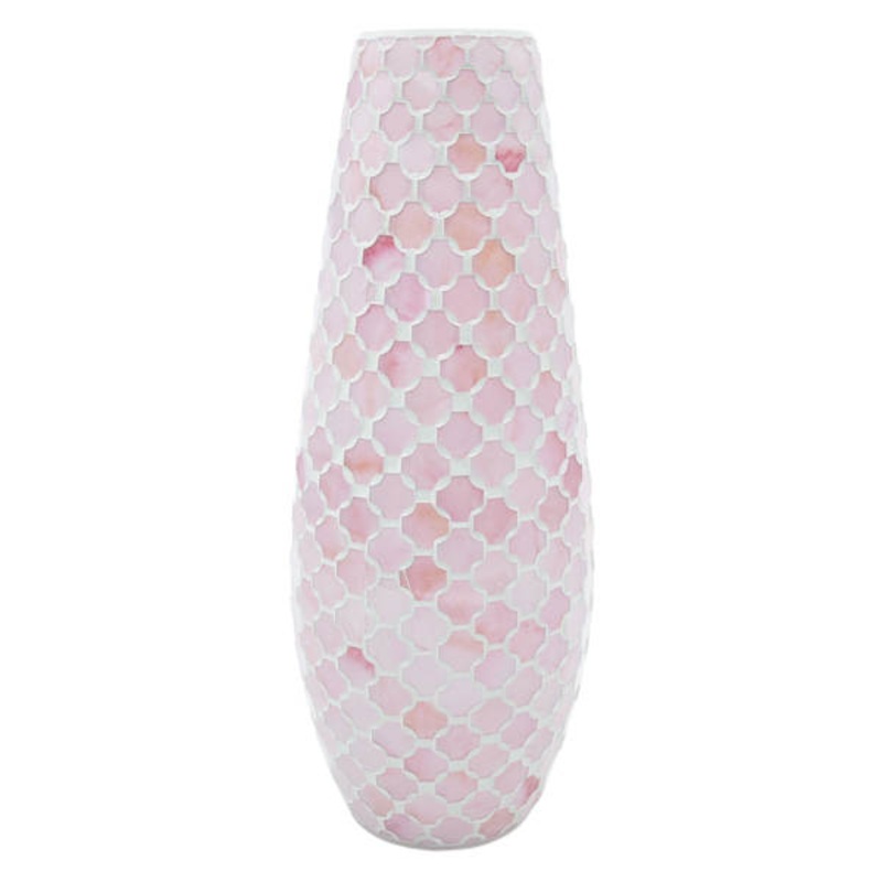 Pink Mosaic Glass Vase, 15″