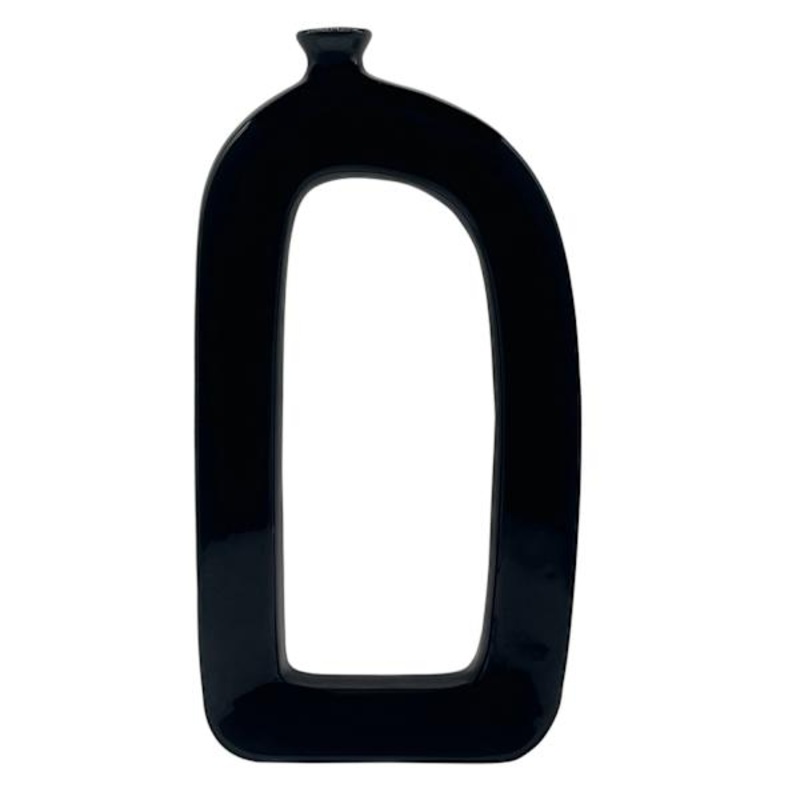 Riley Black Open Vase, 14″
