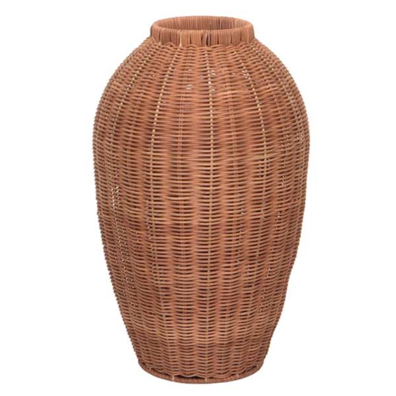 Tall Natural Rattan Decorative Vase, 10.6×17