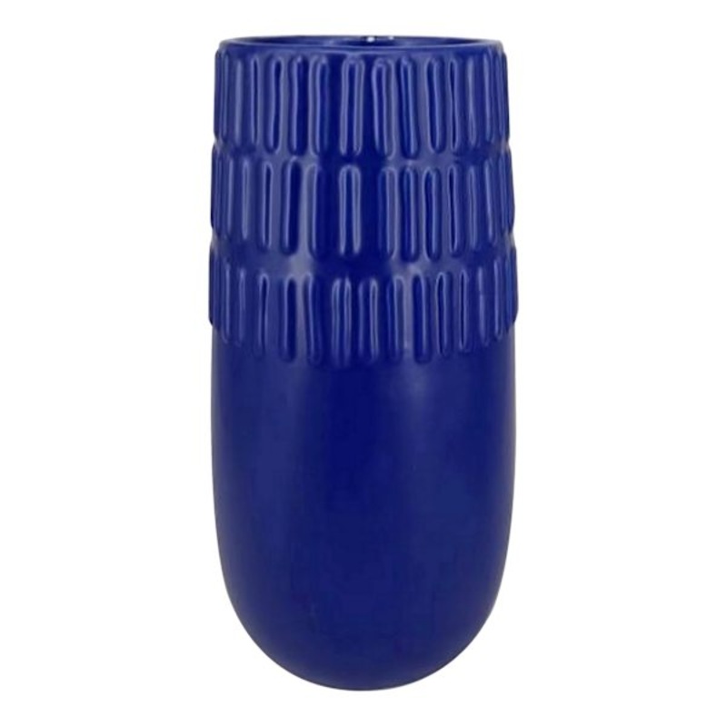 5X10 Blue Bevel Cermaic Vase