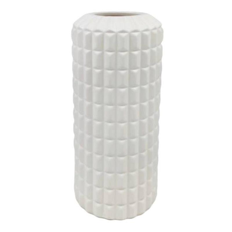 Addison White Modern Abstract Ceramic Vase, 9″