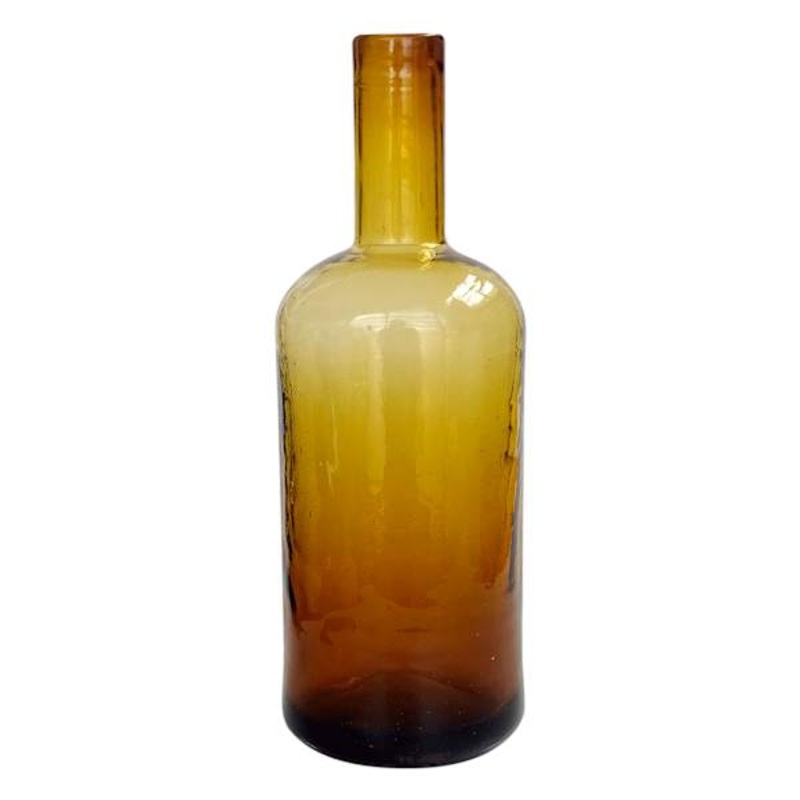 Amber Bottle Flower Vase, 8″