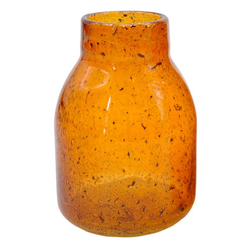 Amber Glass Round Vase, 7″