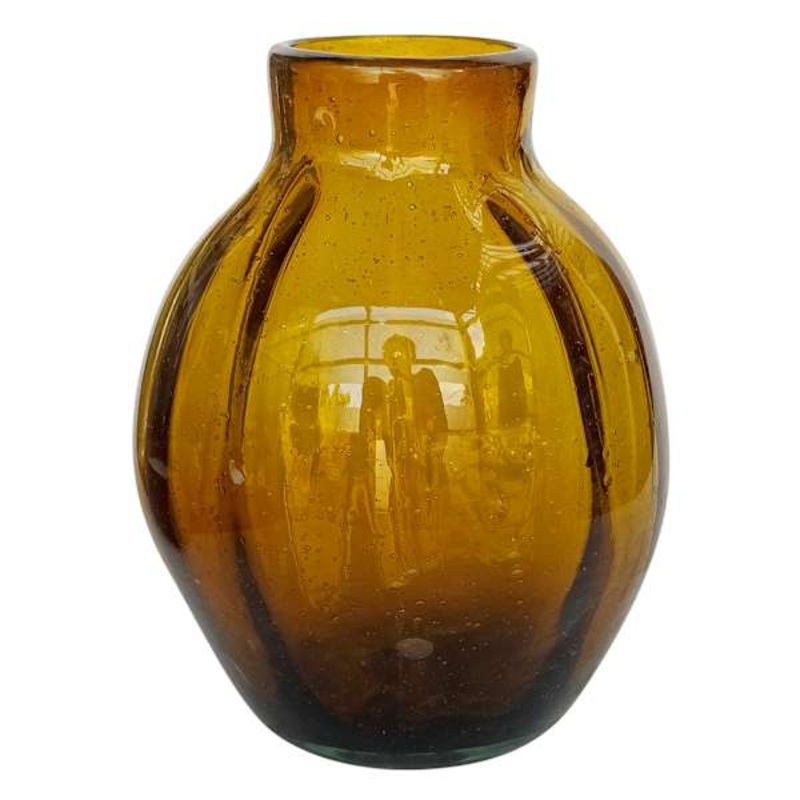 Amber Glass Vase, 7.5″