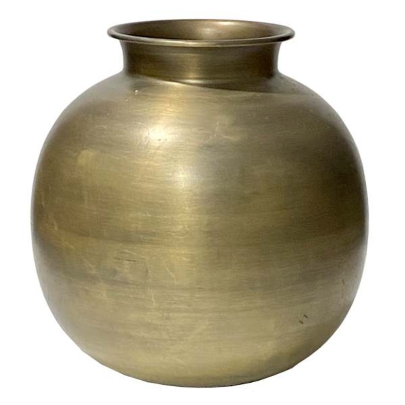 Antique Brass Metal Vase, 8″