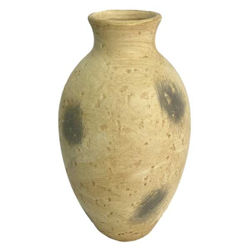 Beige Distressed Ceramic Vase, 9.7″