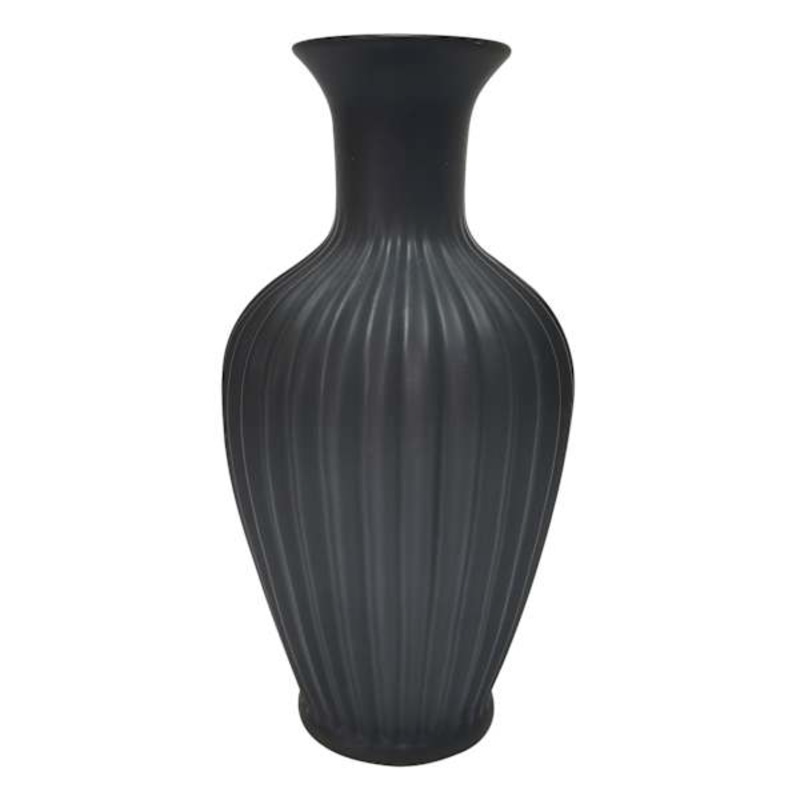 Black Ceramic Vase, 9.75″