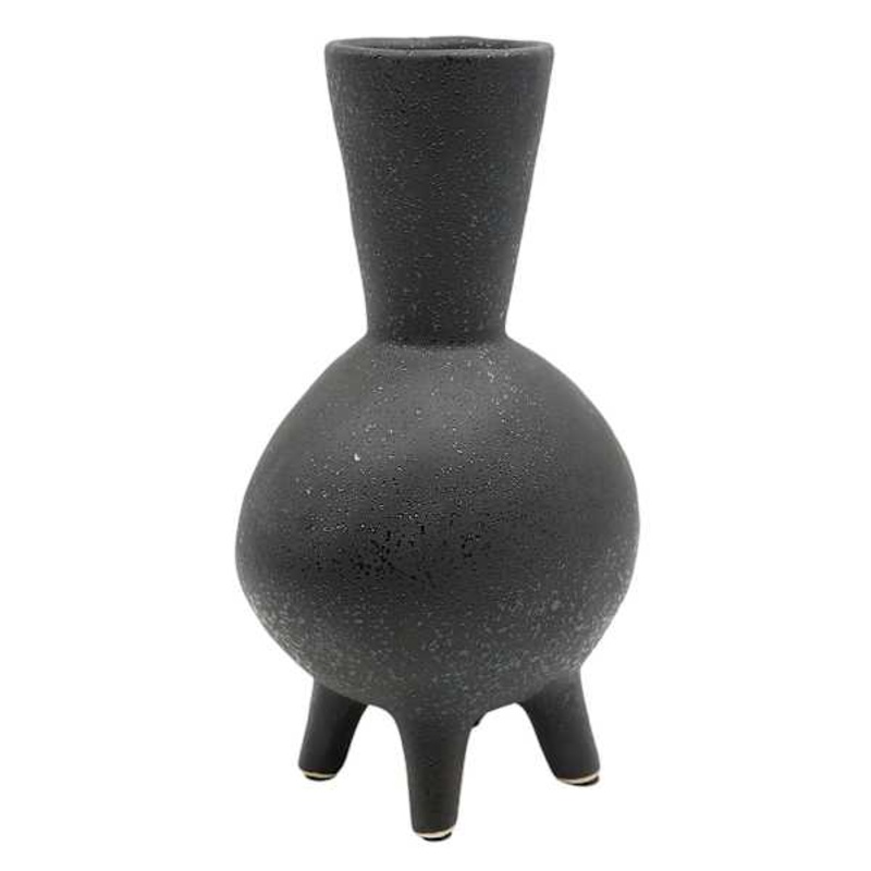 Black Contemporary Ceramic Vase, 10″