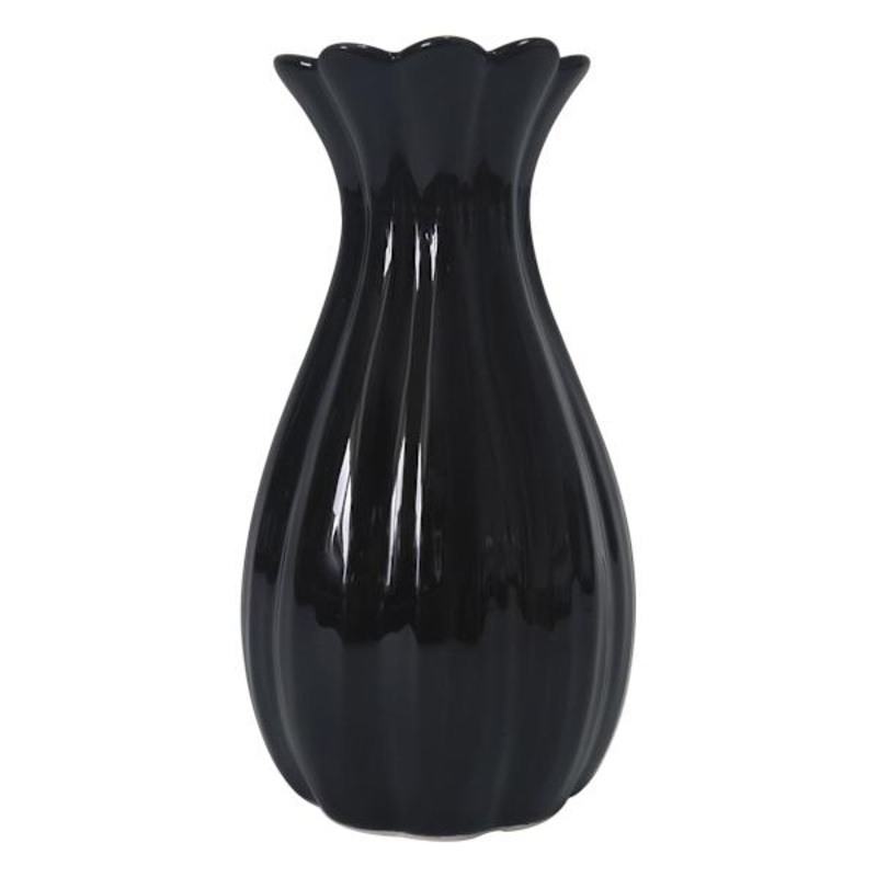 Black Fluted Ceramic Bud Vase, 5″