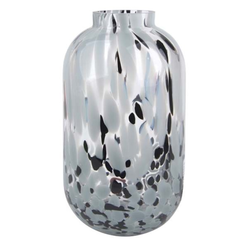 Black & Grey Dotted Glass Vase, 9.7″
