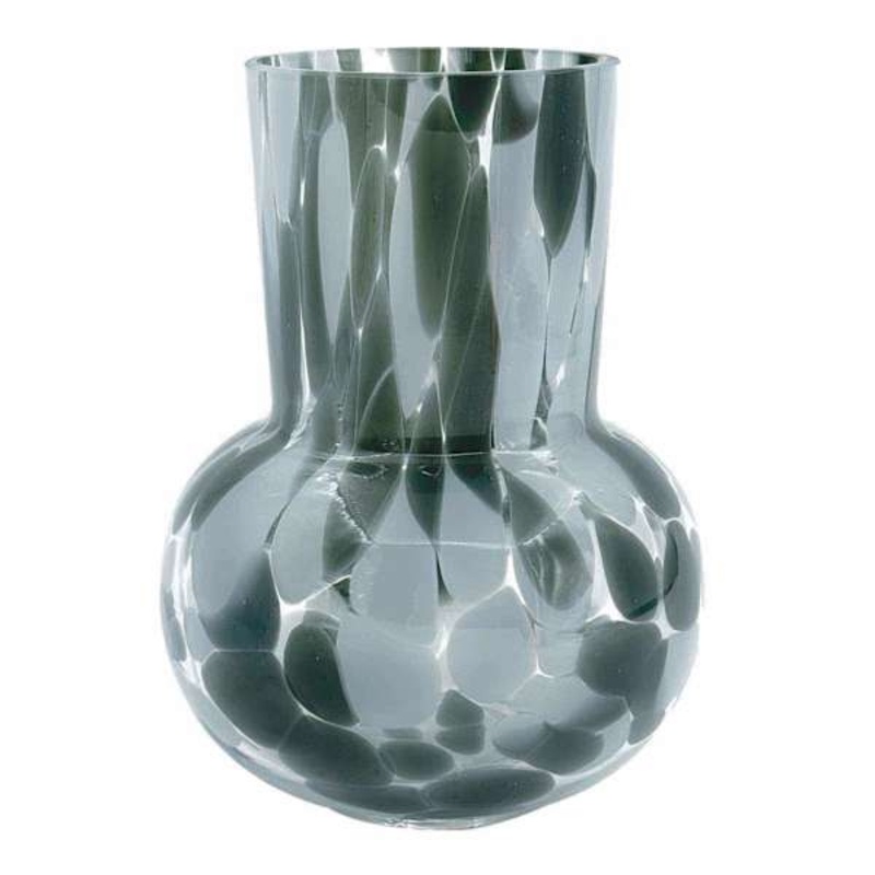 Black & Grey Glass Vase, 8″