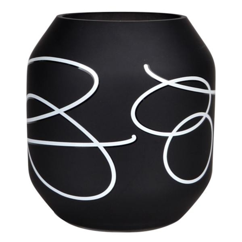 Black & White Abstract Glass Vase, 6″