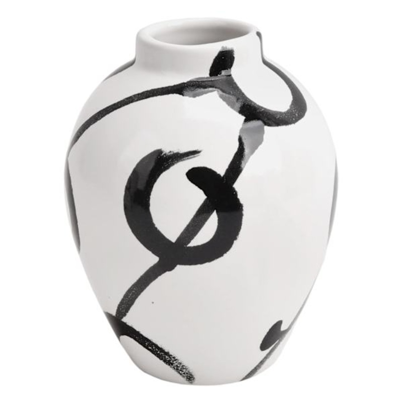 Black & White Artistic Ceramic Vase, 6″