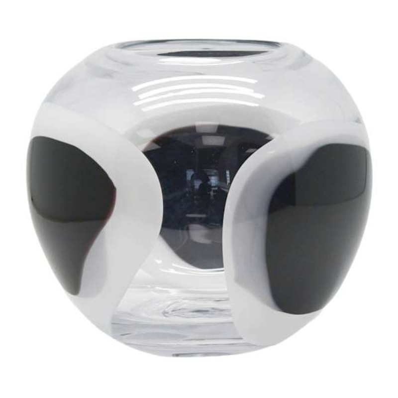 Black & White Dot Art Glass Vase, 8×7