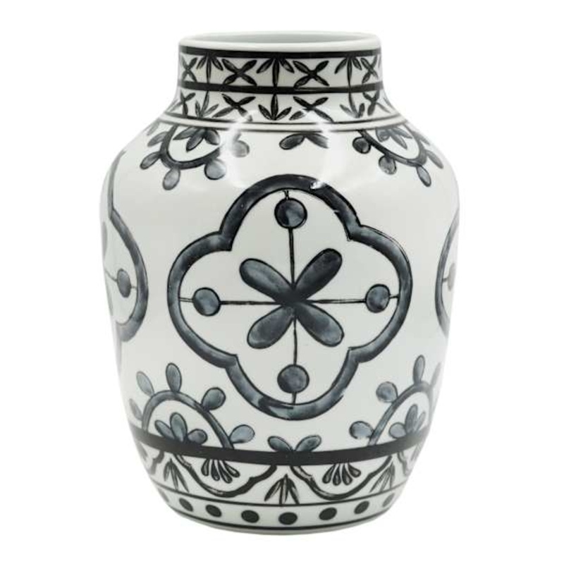 Black & White Porcelain Vase, 11″