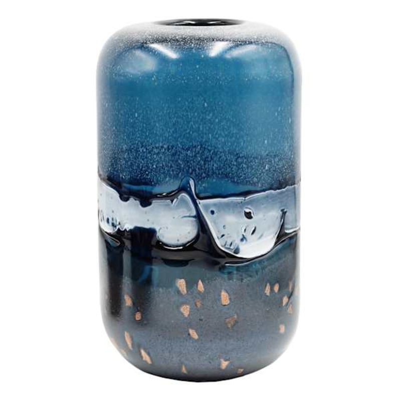 Blue Art Glass Vase, 12″