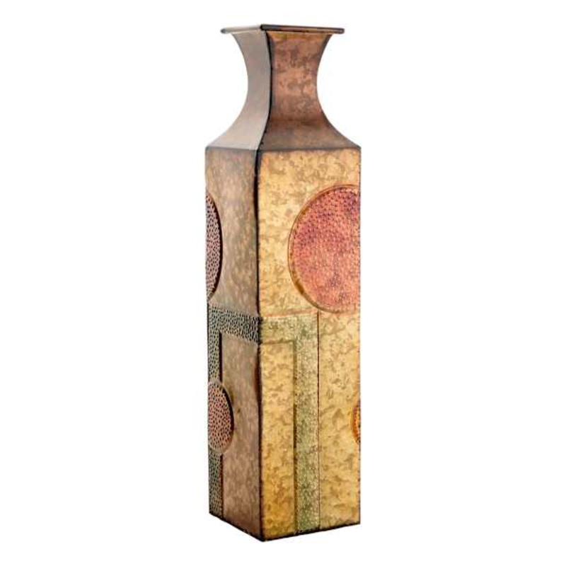 Metal Geometric Patterned Vase, 24″