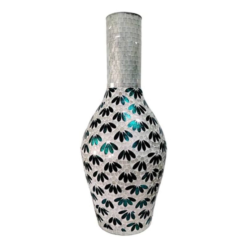 Mosaic Metal Floor Vase, 29″
