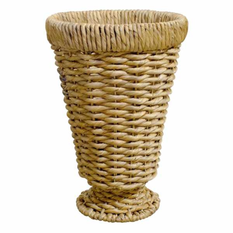Natural Water Hyacinth Pedestal Vase, 17″
