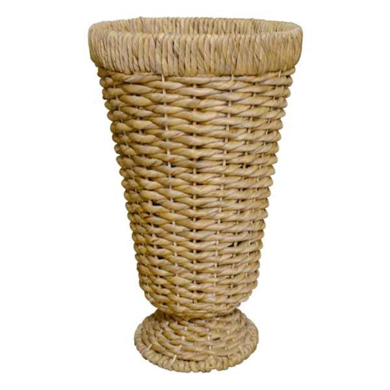 Natural Water Hyacinth Pedestal Vase, 22″