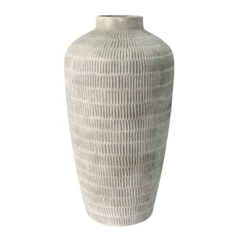 Neutral Ceramic Floor Vase, 24″