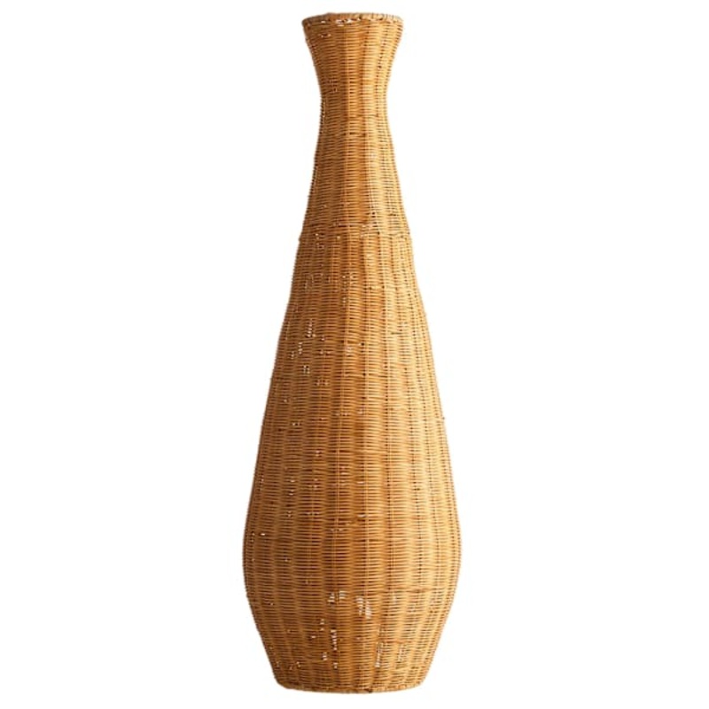 Oversized Hourglass Rattan Vase, 34″
