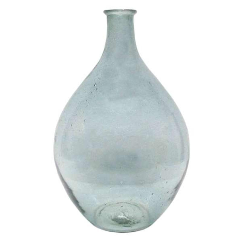 Sea Blue Seeded Glass Vase, 13.5″