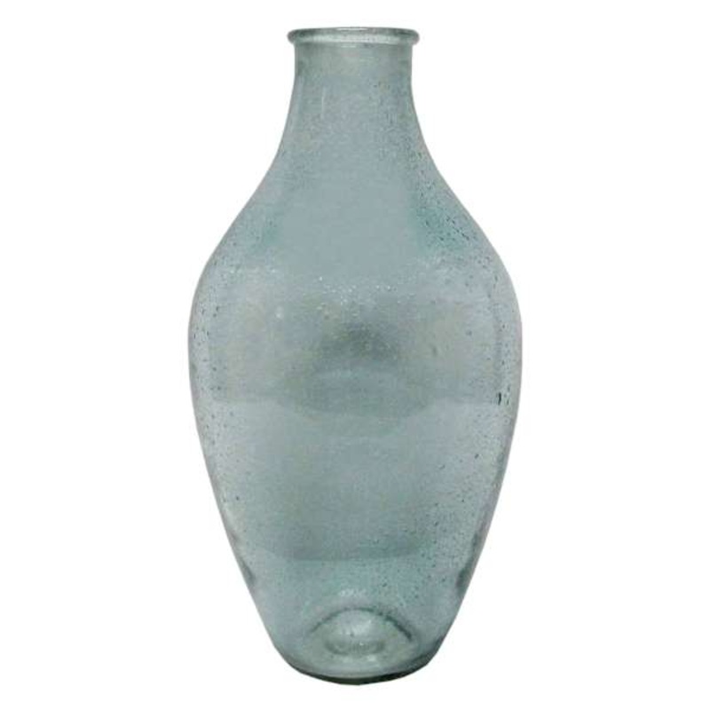 Sea Blue Seeded Glass Vase, Large