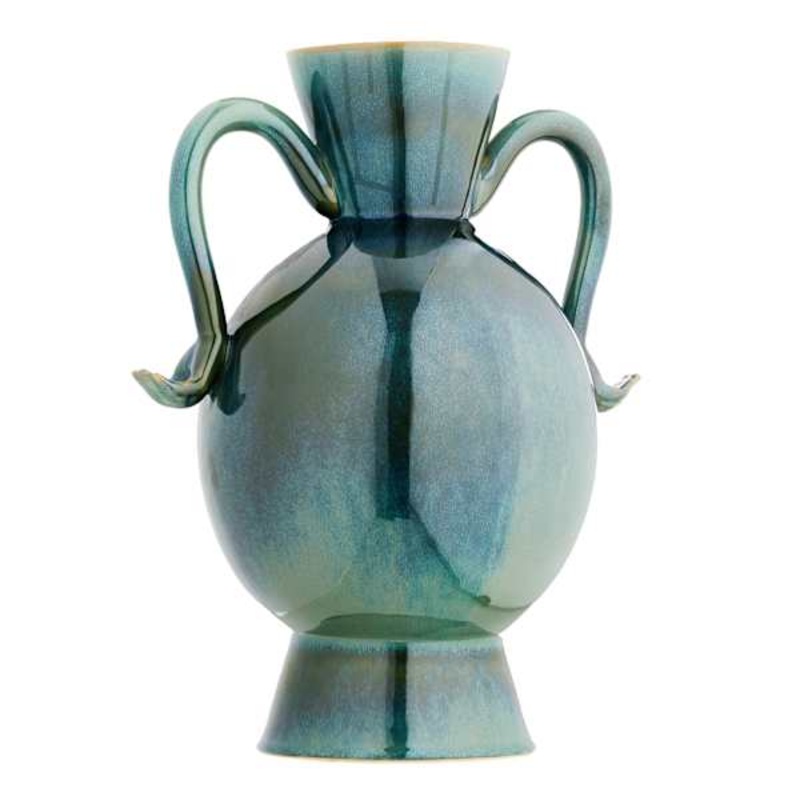 Tracey Boyd Green Porcelain Vase with Handles, 13″
