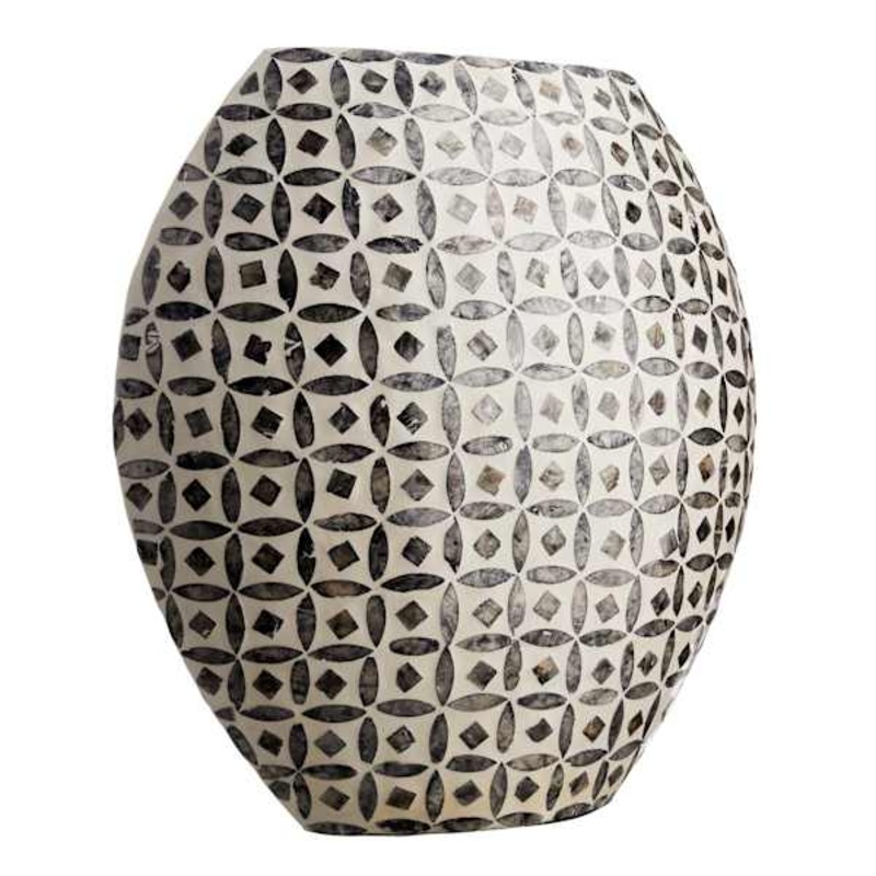 Tracey Boyd Grey Bamboo Capiz Vase, 17″