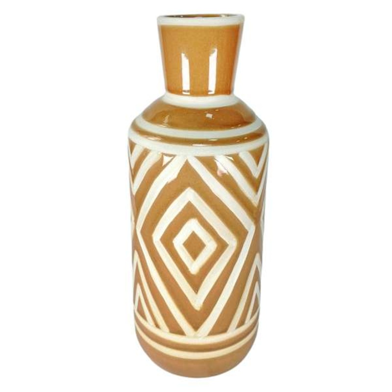 Tracey Boyd Terracotta Print Ceramic Bottle Vase, 13″