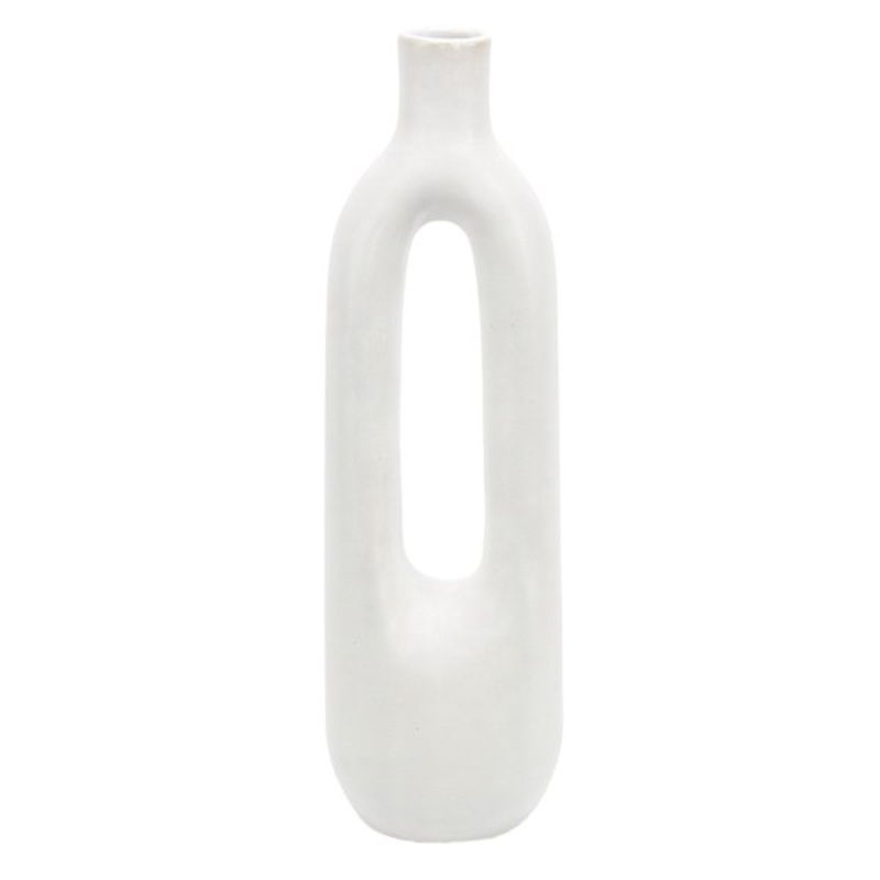 Tracey Boyd White Ceramic Open Vase, 13.5″