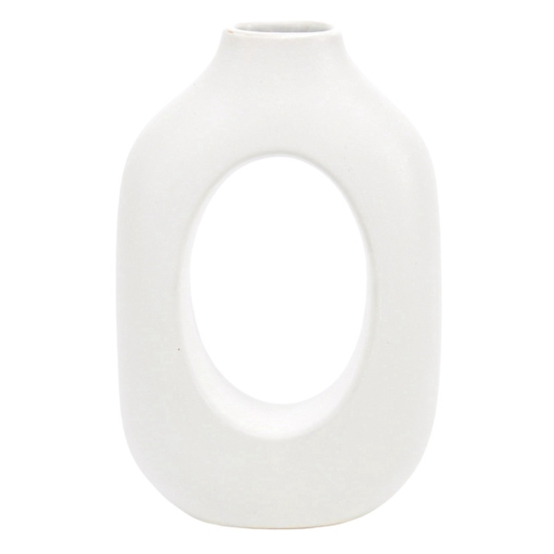Tracey Boyd White Ceramic Open Vase, 8″