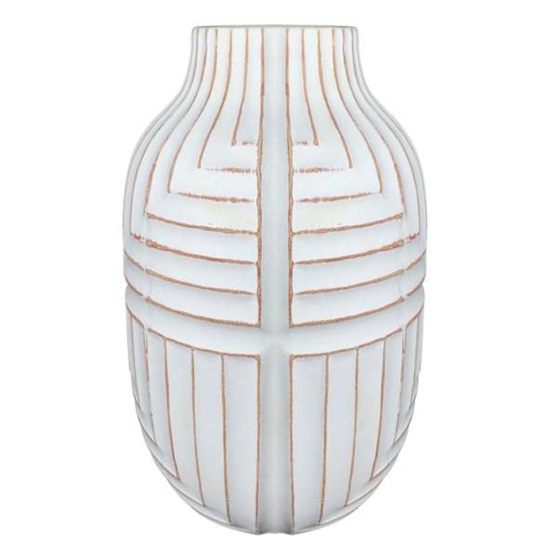 Tracey Boyd White Ceramic Vase, 12.8″