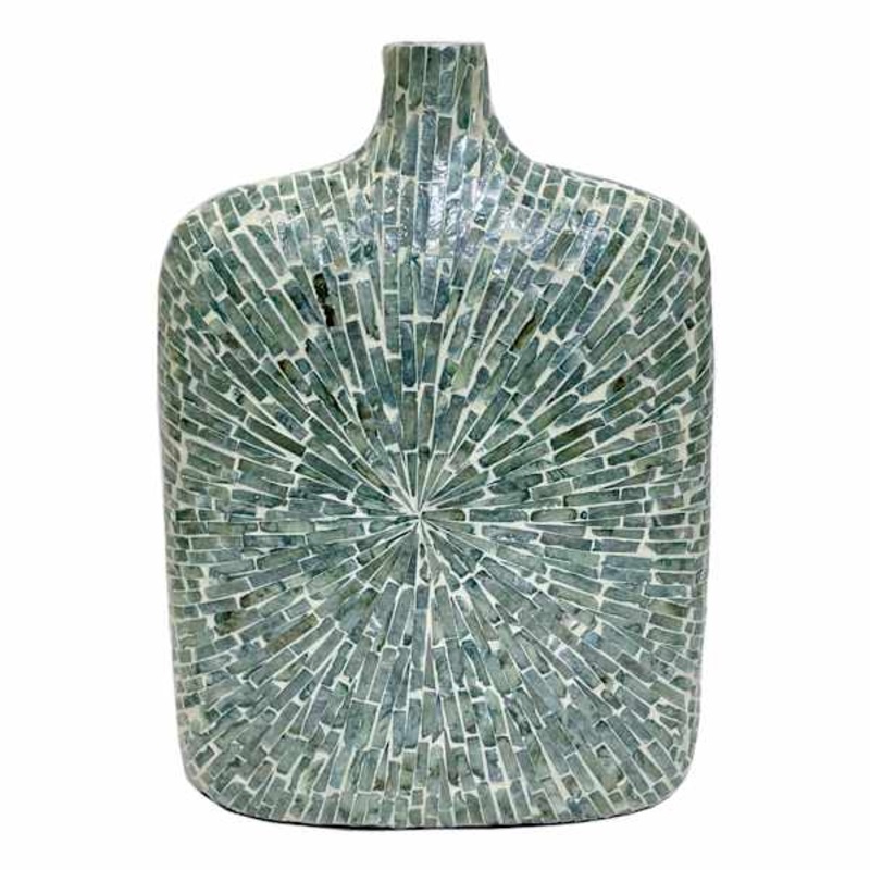 Ty Pennington Blue Capiz Mosaic Bottle Vase, 16.5″