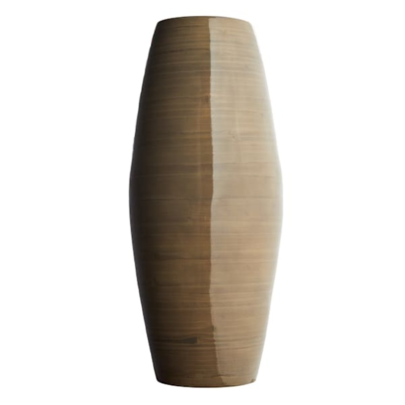 Warm Grey Bamboo Vase, 18″