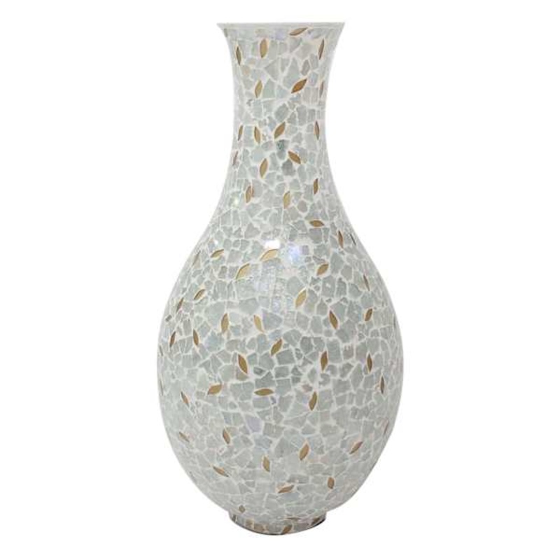 White and Gold Mosaic Vase, 19×9