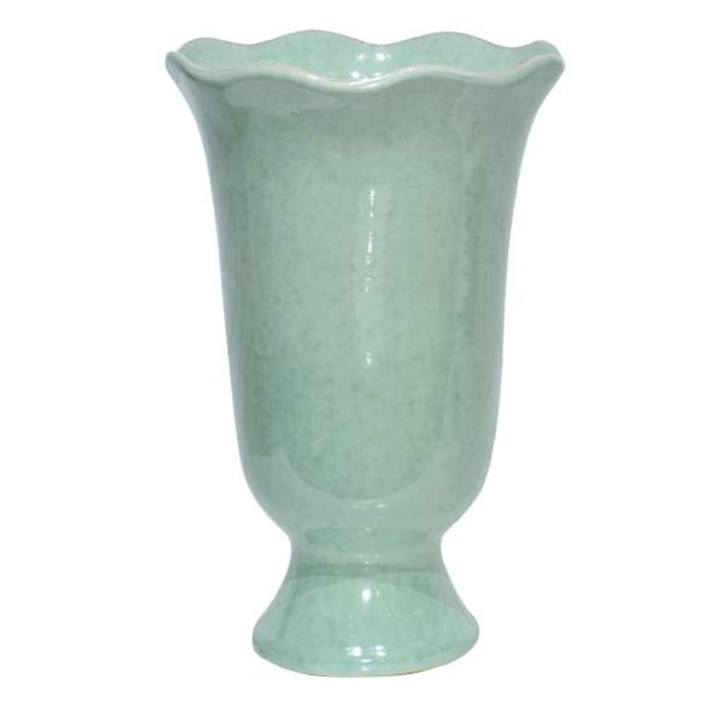 White and Green Ceramic Decor Tulip Pot, 15.7”