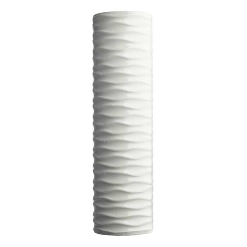 White Carved Wooden Vase, 16″