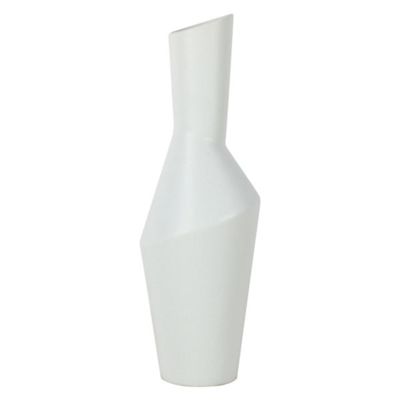 White Ceramic Abstract Vase, 12″