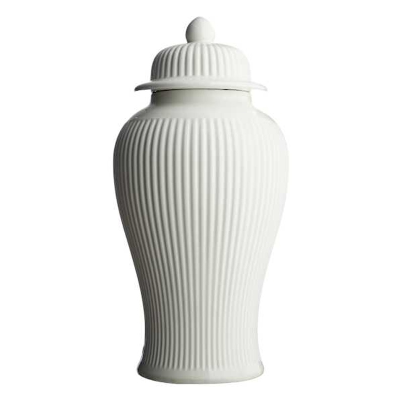 White Ceramic Ginger Jar, 17.5″