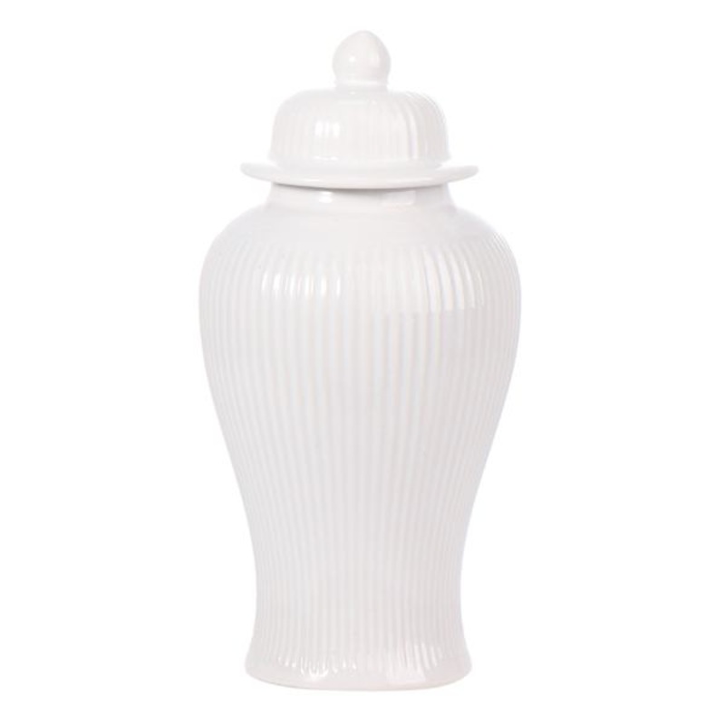 White Ceramic Ginger Jar, 7.5″
