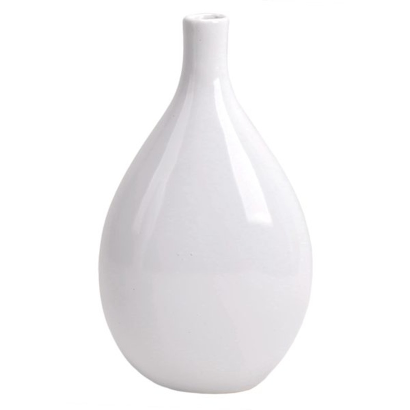 White Ceramic Teardrop Vase, 12″